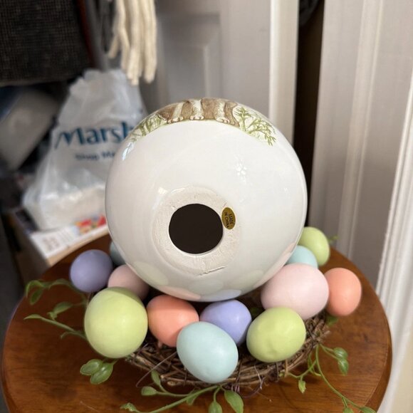 6" Dolomite Egg With Bunny Print - Double-Sided - Picture 4 of 4